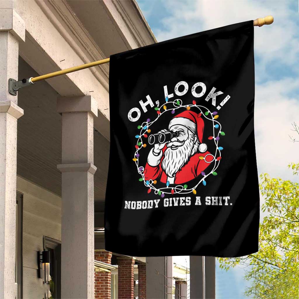 Funny Christmas Santa Oh Look Nobody Gives A Shit Garden Flag - Wonder Print Shop