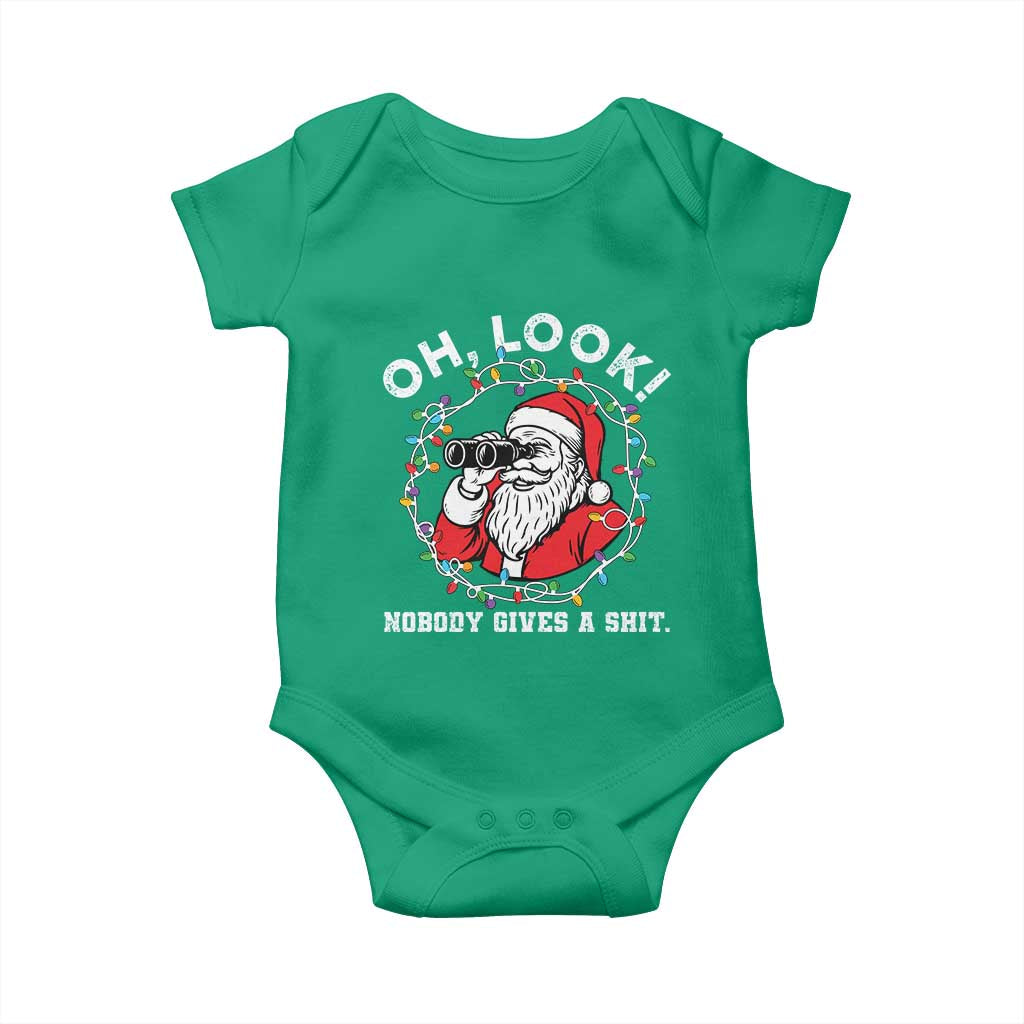 Funny Christmas Santa Oh Look Nobody Gives A Shit Baby Onesie - Wonder Print Shop