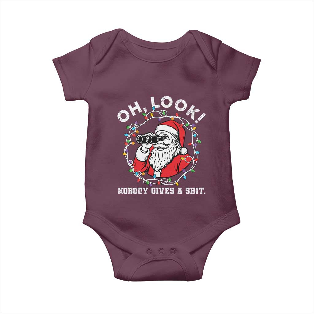 Funny Christmas Santa Oh Look Nobody Gives A Shit Baby Onesie - Wonder Print Shop