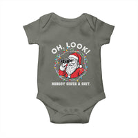 Funny Christmas Santa Oh Look Nobody Gives A Shit Baby Onesie - Wonder Print Shop