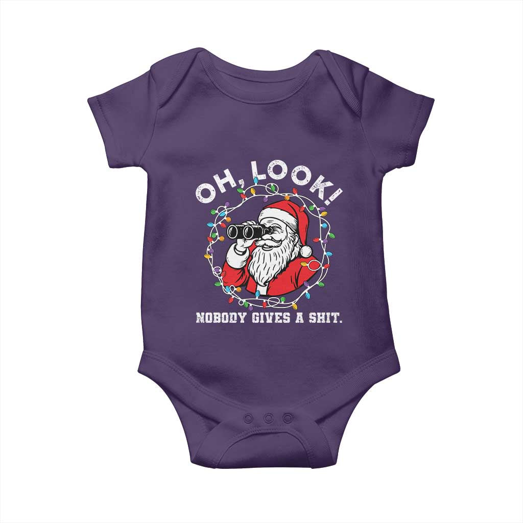 Funny Christmas Santa Oh Look Nobody Gives A Shit Baby Onesie - Wonder Print Shop