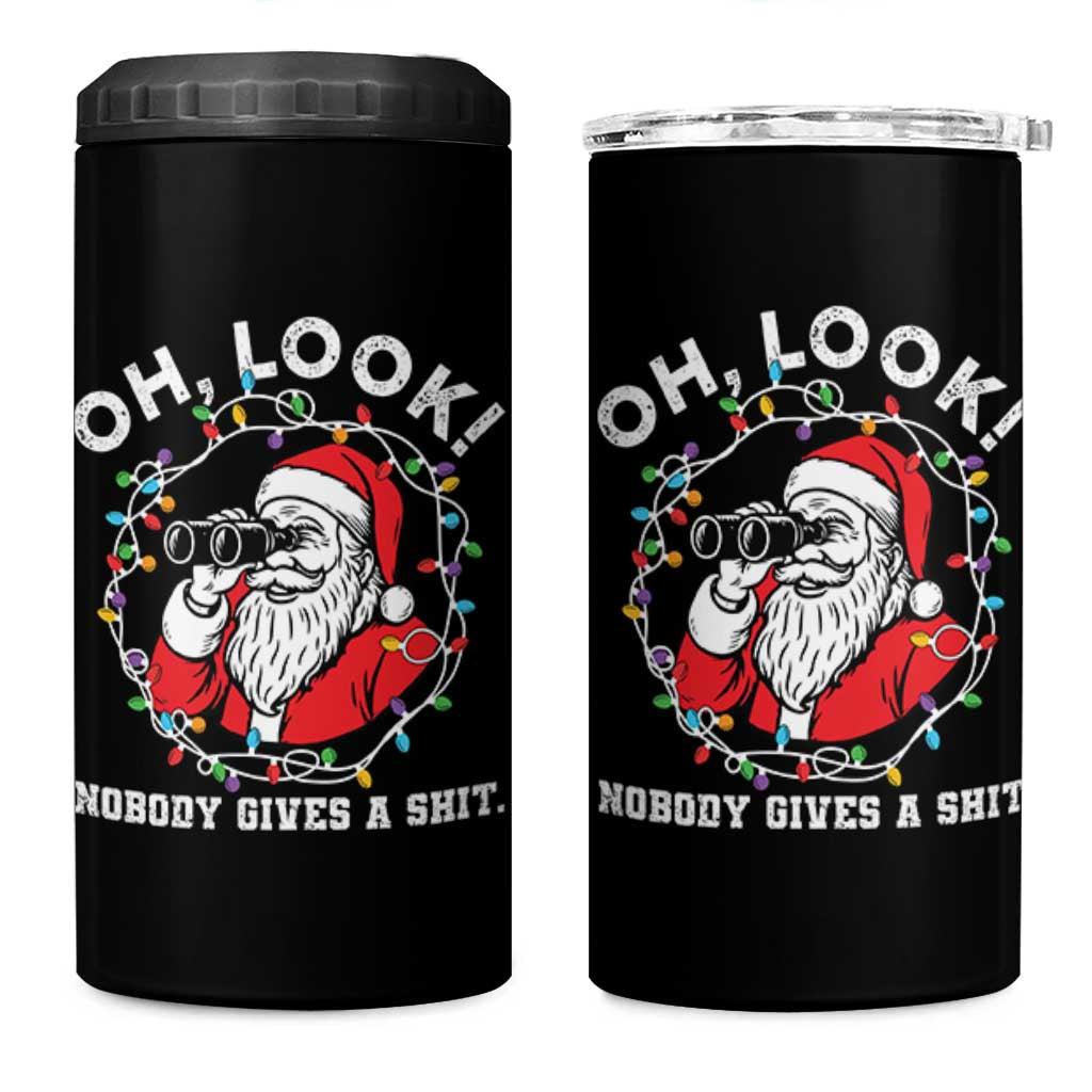 Funny Christmas Santa Oh Look Nobody Gives A Shit 4 in 1 Can Cooler Tumbler - Wonder Print Shop