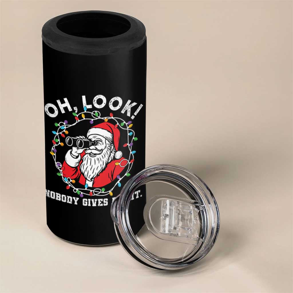 Funny Christmas Santa Oh Look Nobody Gives A Shit 4 in 1 Can Cooler Tumbler - Wonder Print Shop