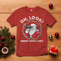 Funny Christmas Santa Oh Look Nobody Gives A Shit T Shirt - Wonder Print Shop