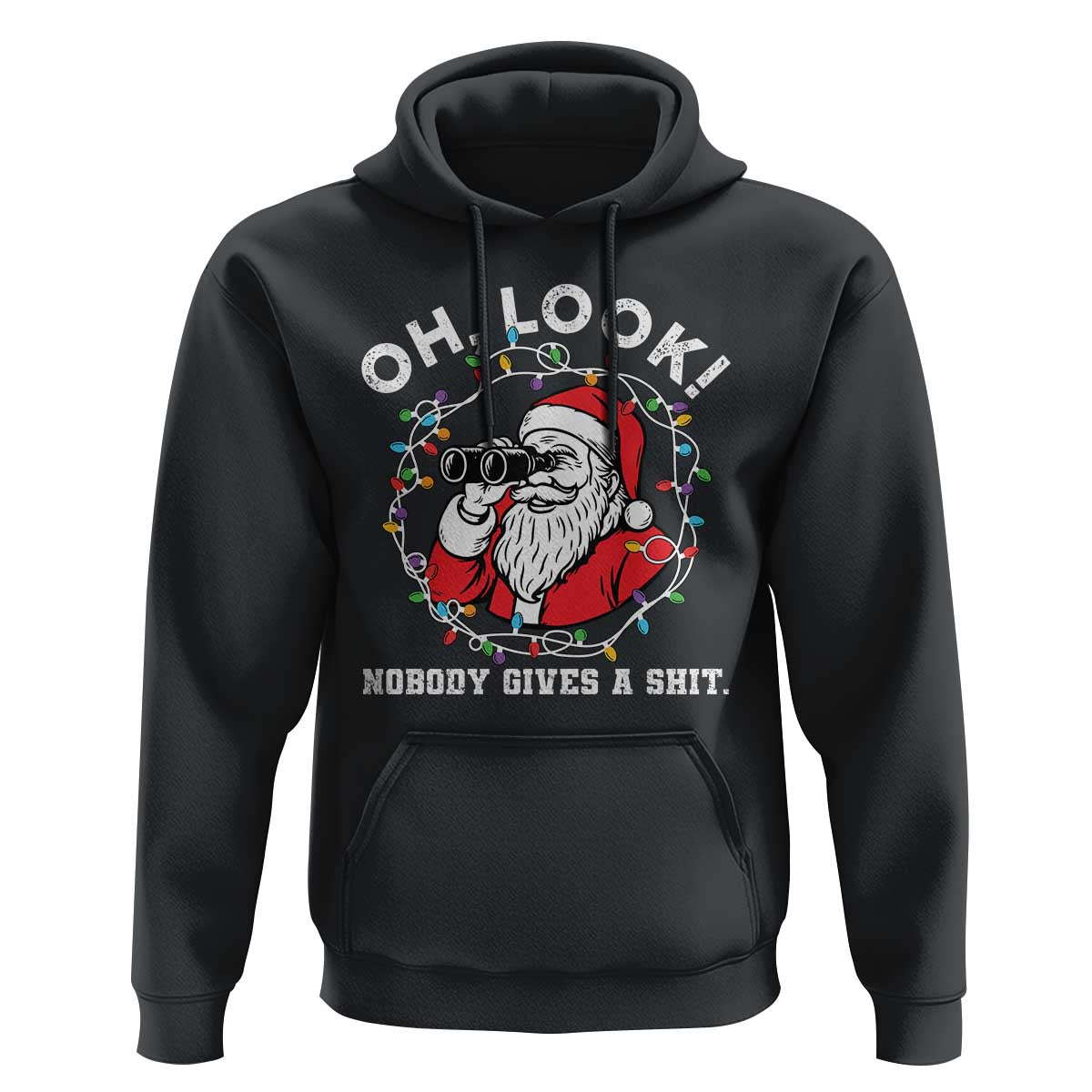 Funny Christmas Santa Oh Look Nobody Gives A Shit Hoodie - Wonder Print Shop