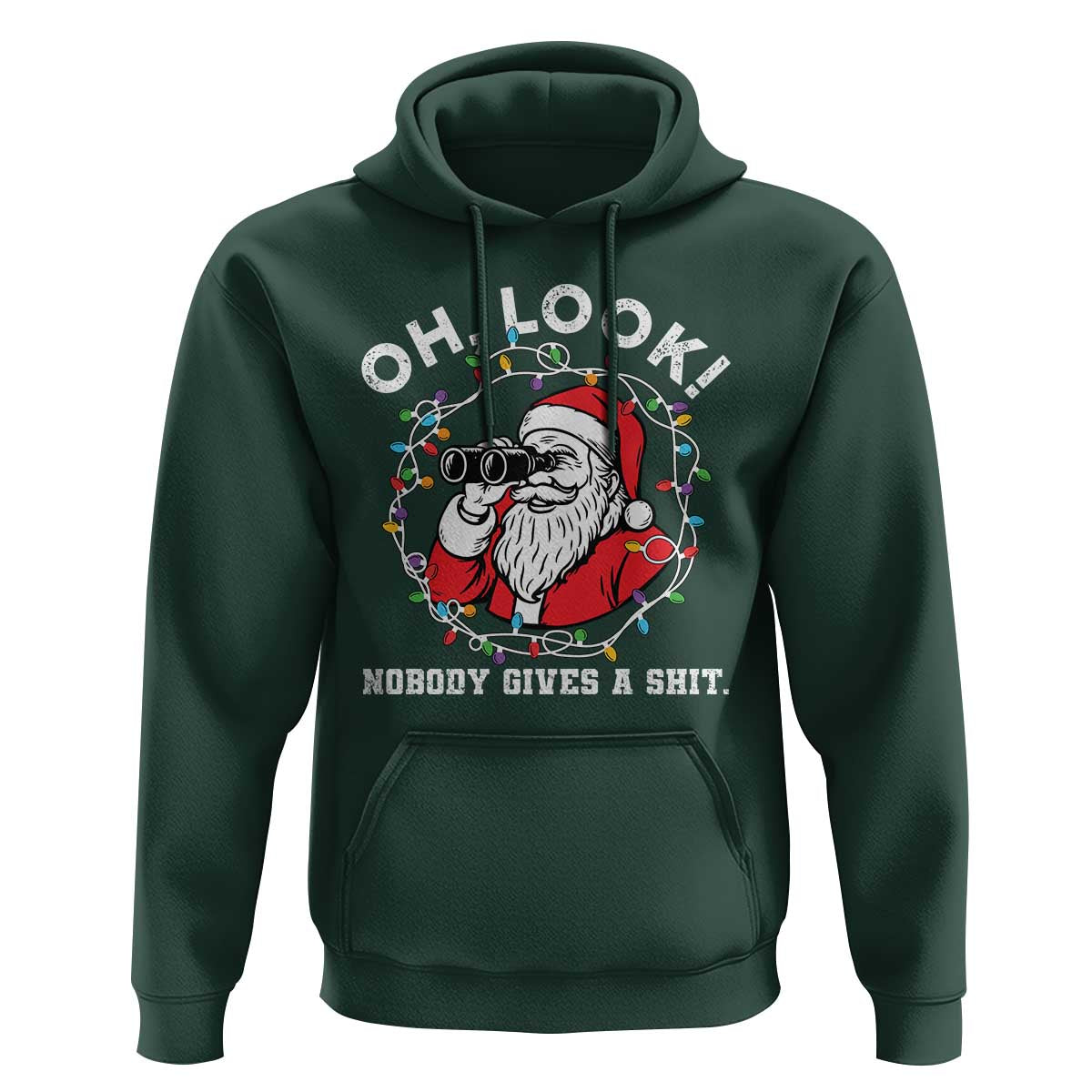 Funny Christmas Santa Oh Look Nobody Gives A Shit Hoodie - Wonder Print Shop