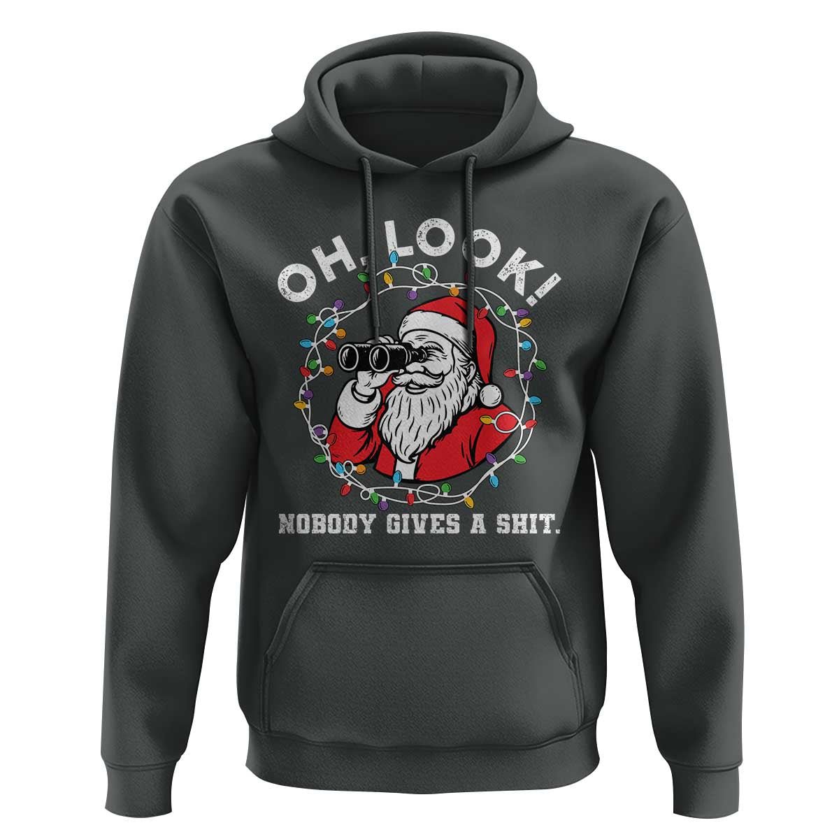 Funny Christmas Santa Oh Look Nobody Gives A Shit Hoodie - Wonder Print Shop