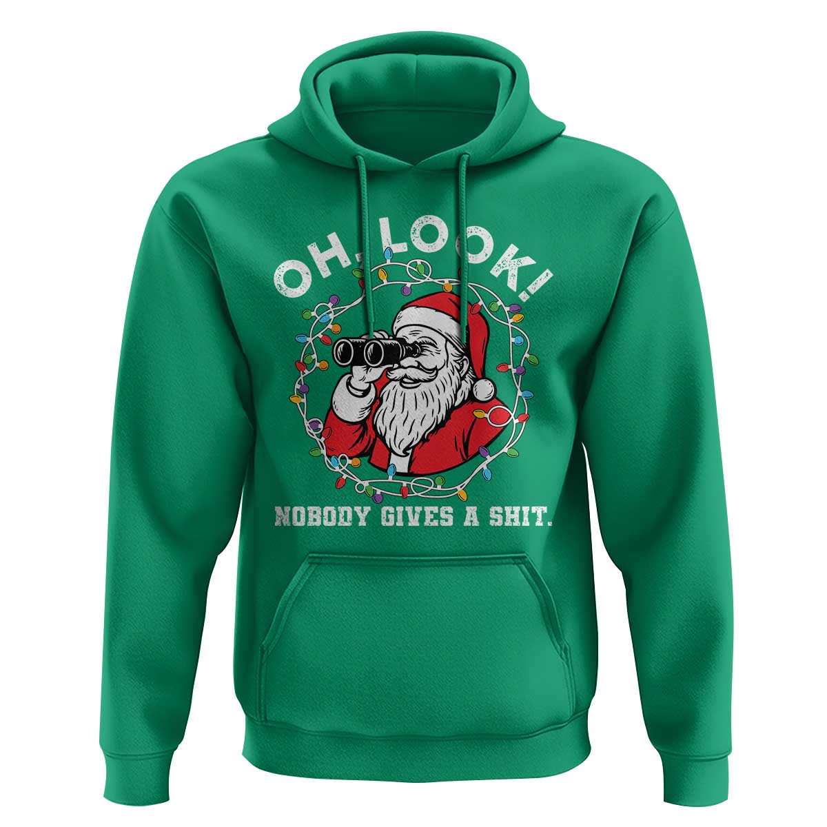 Funny Christmas Santa Oh Look Nobody Gives A Shit Hoodie - Wonder Print Shop