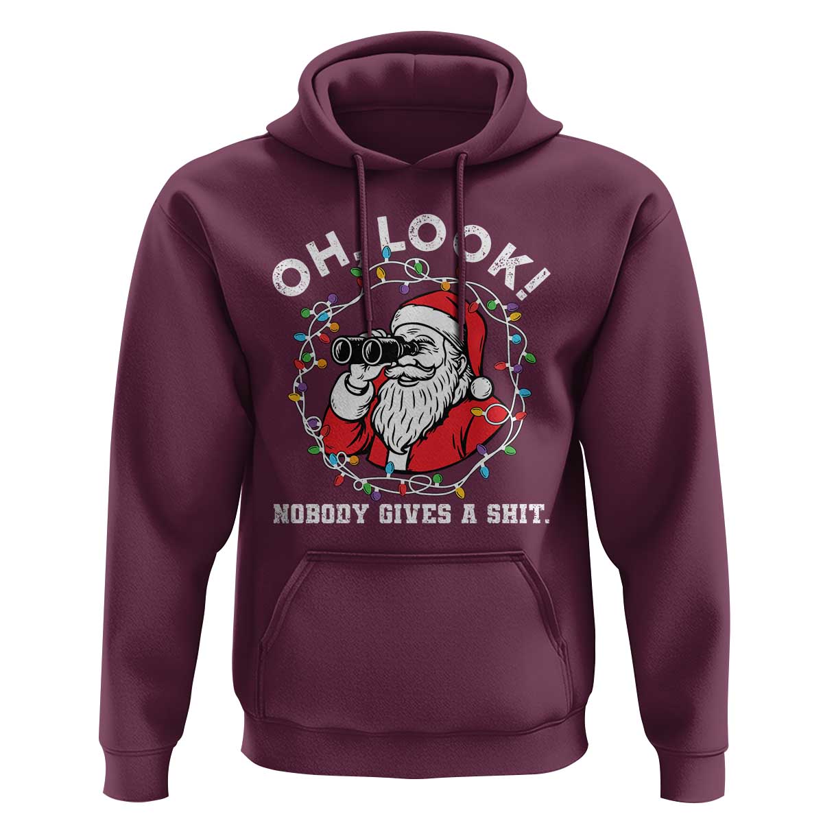 Funny Christmas Santa Oh Look Nobody Gives A Shit Hoodie - Wonder Print Shop