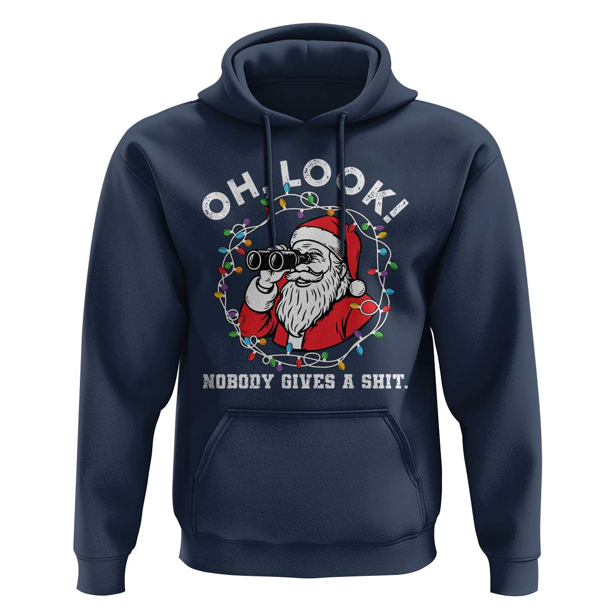 Funny Christmas Santa Oh Look Nobody Gives A Shit Hoodie - Wonder Print Shop