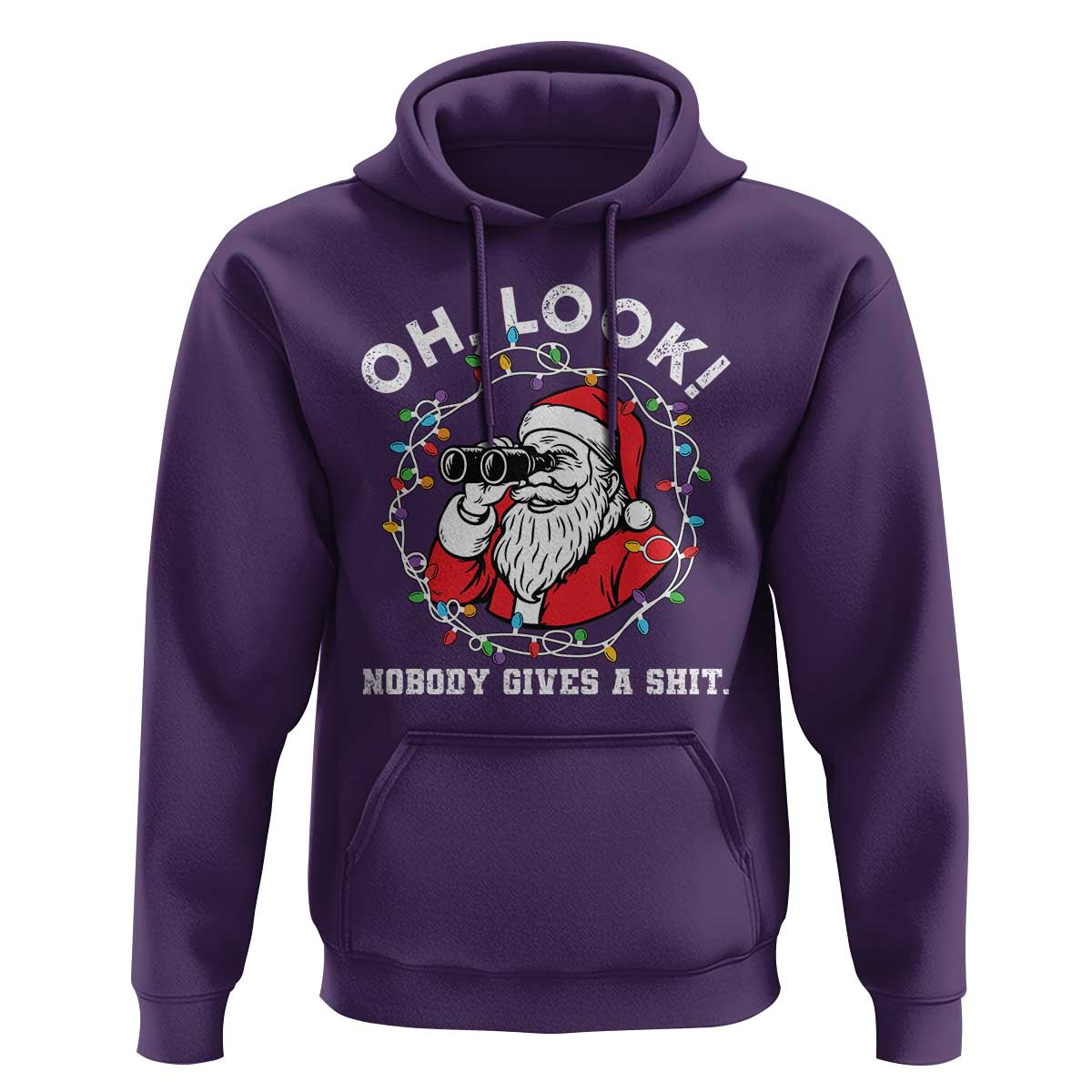 Funny Christmas Santa Oh Look Nobody Gives A Shit Hoodie - Wonder Print Shop