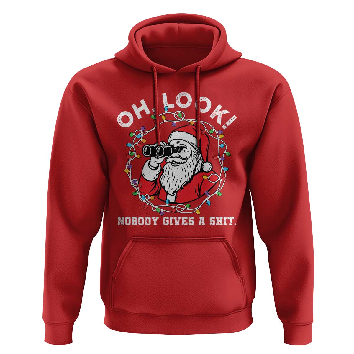 Funny Christmas Santa Oh Look Nobody Gives A Shit Hoodie - Wonder Print Shop