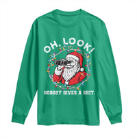 Funny Christmas Santa Oh Look Nobody Gives A Shit Long Sleeve Shirt - Wonder Print Shop