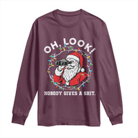 Funny Christmas Santa Oh Look Nobody Gives A Shit Long Sleeve Shirt - Wonder Print Shop