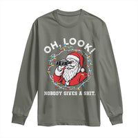Funny Christmas Santa Oh Look Nobody Gives A Shit Long Sleeve Shirt - Wonder Print Shop