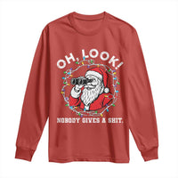 Funny Christmas Santa Oh Look Nobody Gives A Shit Long Sleeve Shirt - Wonder Print Shop