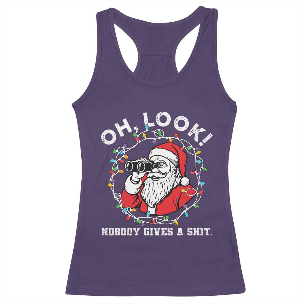 Funny Christmas Santa Oh Look Nobody Gives A Shit Racerback Tank Top - Wonder Print Shop