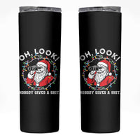 Funny Christmas Santa Oh Look Nobody Gives A Shit Skinny Tumbler - Wonder Print Shop