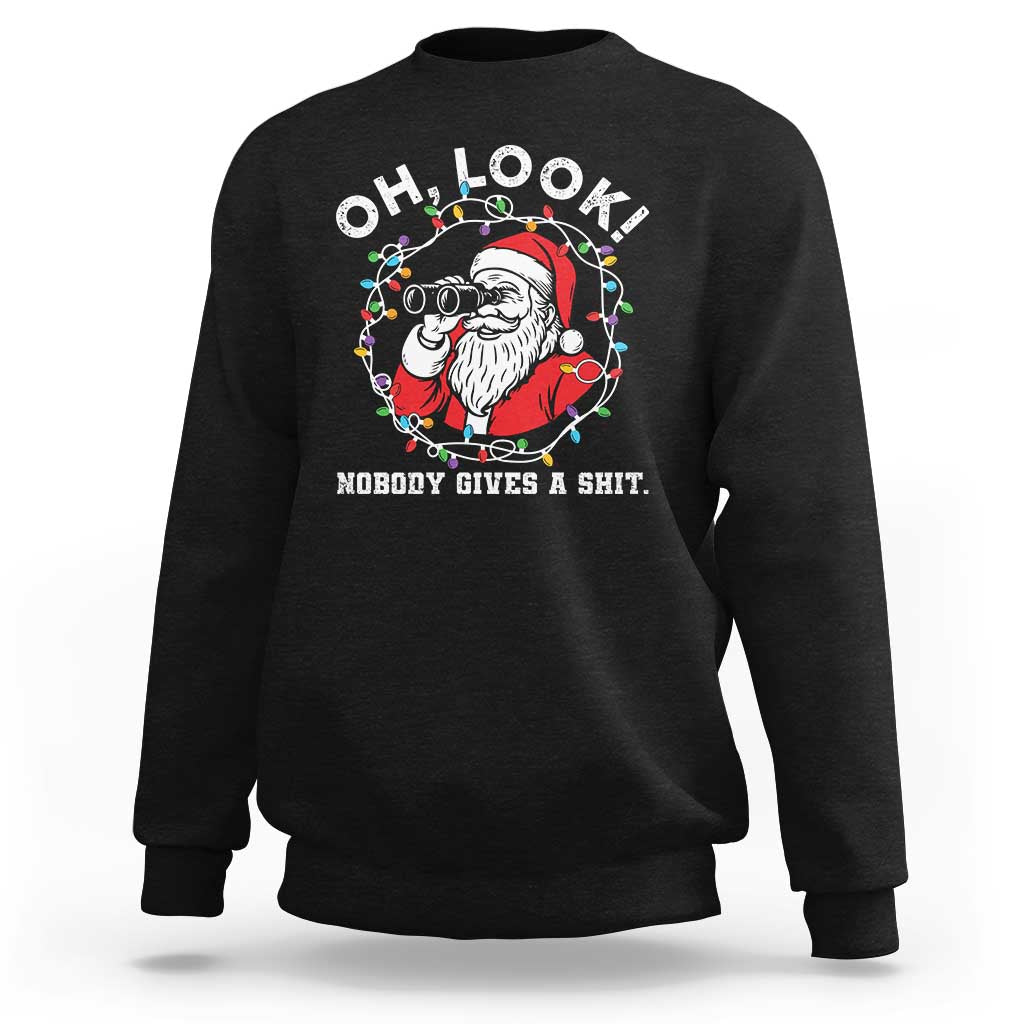 Funny Christmas Santa Oh Look Nobody Gives A Shit Sweatshirt - Wonder Print Shop
