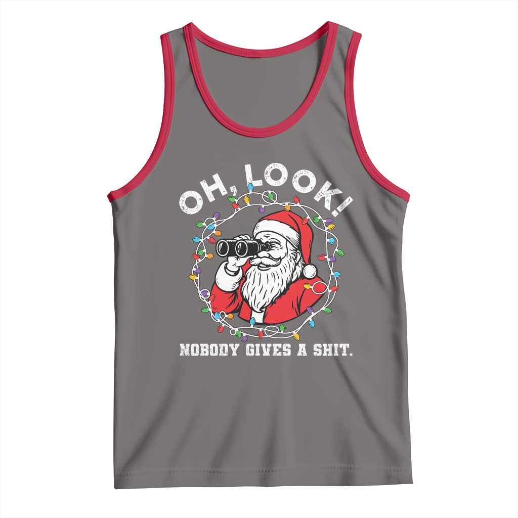 Funny Christmas Santa Oh Look Nobody Gives A Shit Tank Top - Wonder Print Shop