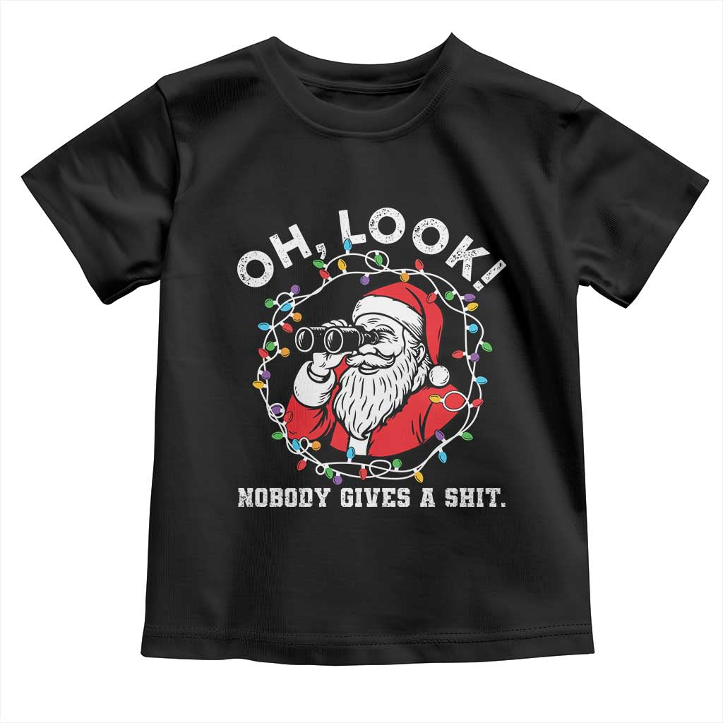 Funny Christmas Santa Oh Look Nobody Gives A Shit Toddler T Shirt - Wonder Print Shop