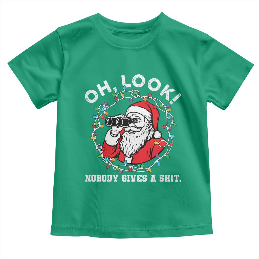 Funny Christmas Santa Oh Look Nobody Gives A Shit Toddler T Shirt - Wonder Print Shop