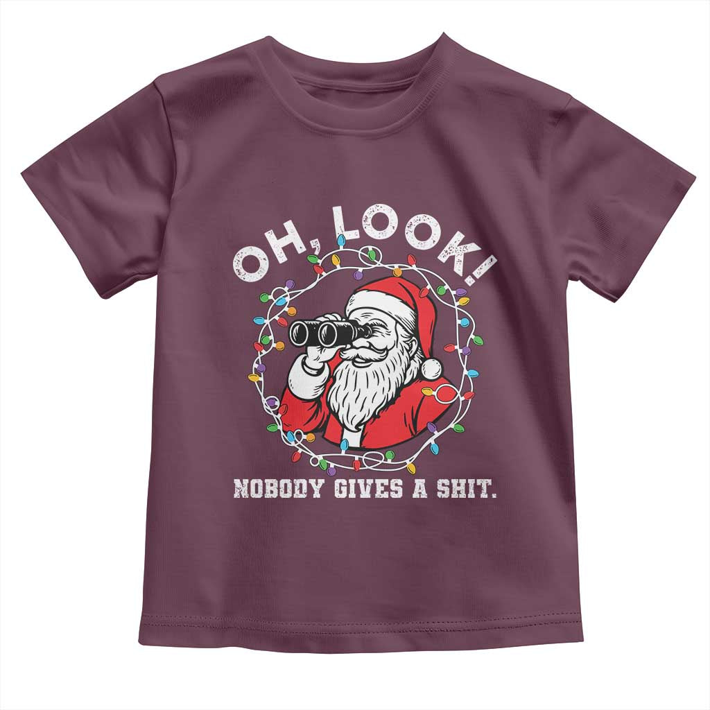 Funny Christmas Santa Oh Look Nobody Gives A Shit Toddler T Shirt - Wonder Print Shop