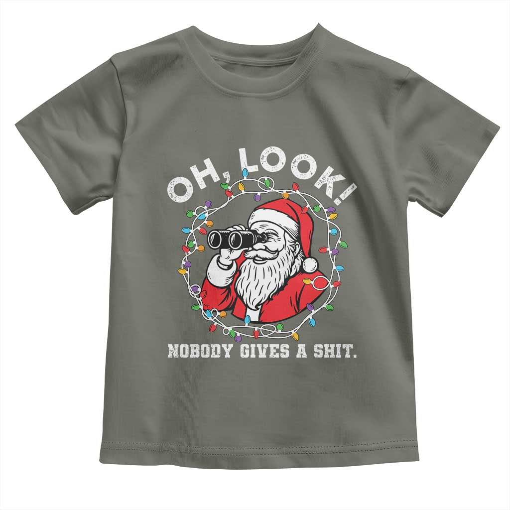 Funny Christmas Santa Oh Look Nobody Gives A Shit Toddler T Shirt - Wonder Print Shop