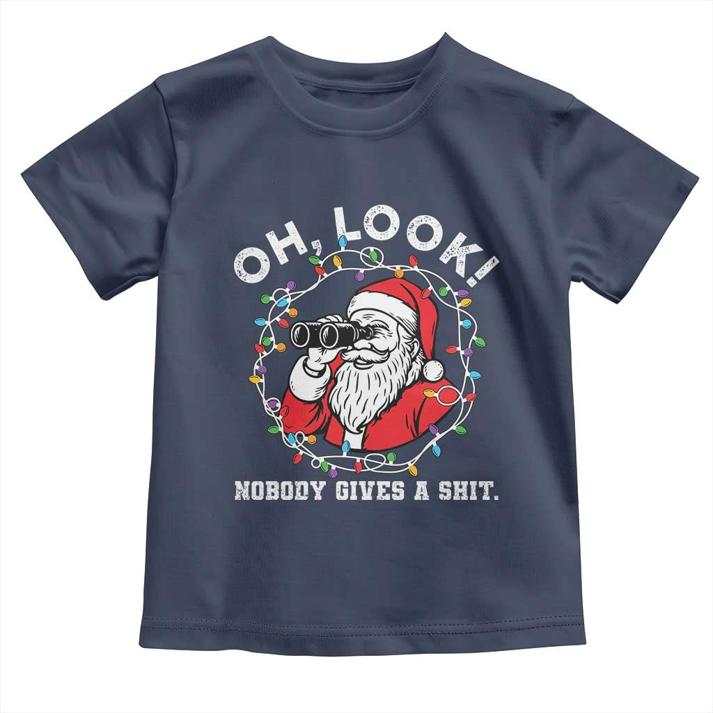 Funny Christmas Santa Oh Look Nobody Gives A Shit Toddler T Shirt - Wonder Print Shop
