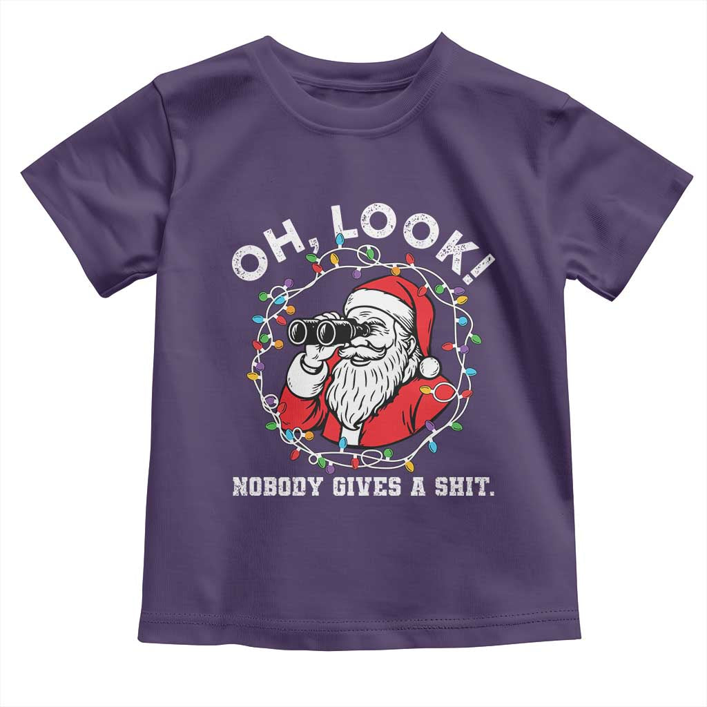 Funny Christmas Santa Oh Look Nobody Gives A Shit Toddler T Shirt - Wonder Print Shop