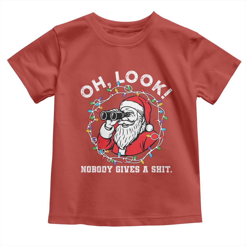 Funny Christmas Santa Oh Look Nobody Gives A Shit Toddler T Shirt - Wonder Print Shop