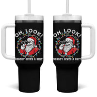 Funny Christmas Santa Oh Look Nobody Gives A Shit Tumbler With Handle - Wonder Print Shop