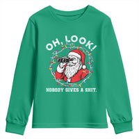 Funny Christmas Santa Oh Look Nobody Gives A Shit Youth Sweatshirt - Wonder Print Shop