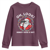 Funny Christmas Santa Oh Look Nobody Gives A Shit Youth Sweatshirt - Wonder Print Shop