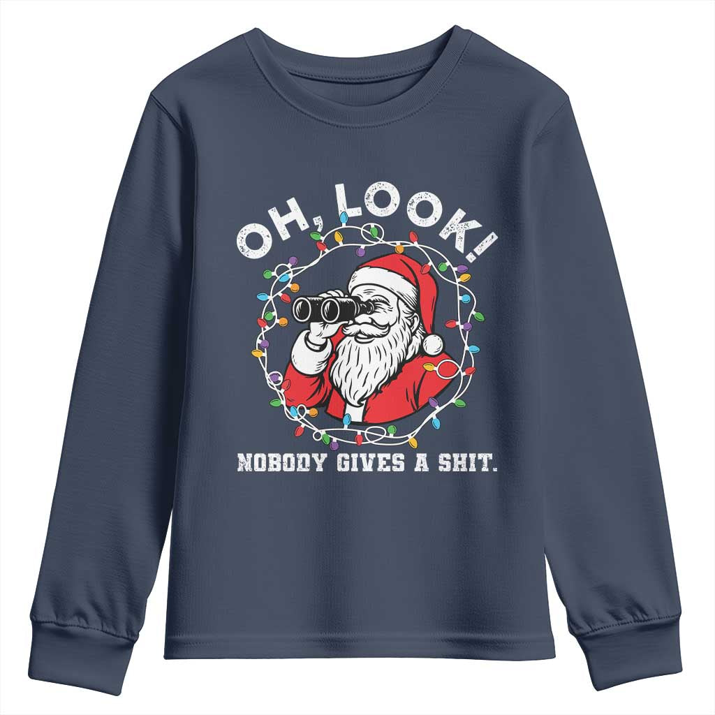 Funny Christmas Santa Oh Look Nobody Gives A Shit Youth Sweatshirt - Wonder Print Shop