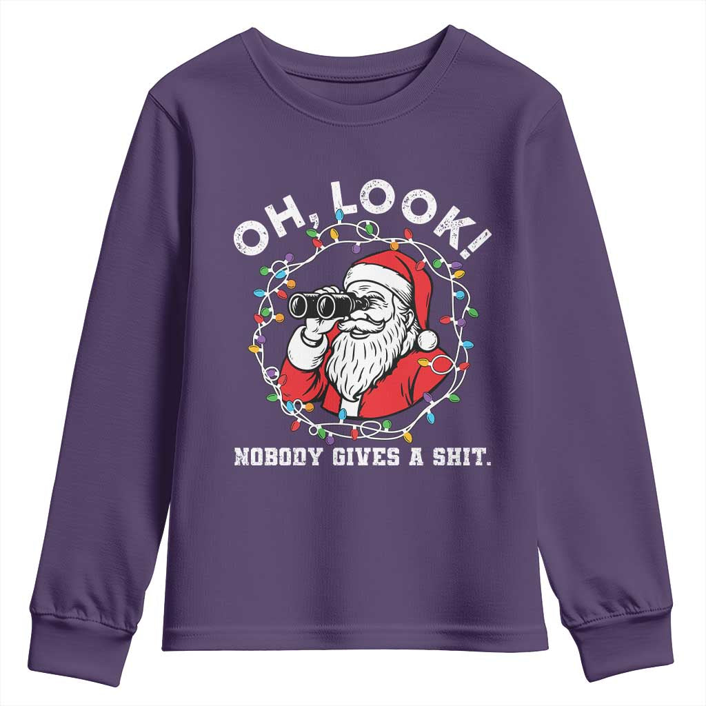 Funny Christmas Santa Oh Look Nobody Gives A Shit Youth Sweatshirt - Wonder Print Shop