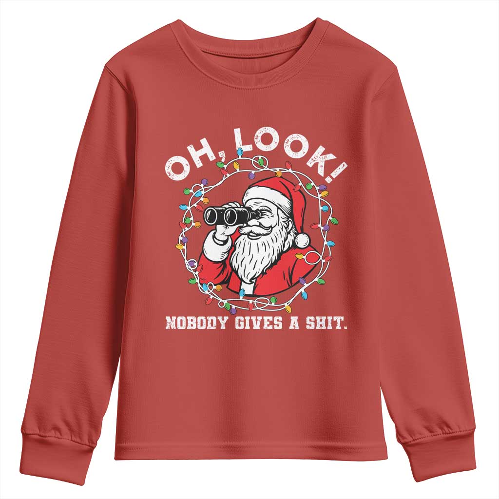 Funny Christmas Santa Oh Look Nobody Gives A Shit Youth Sweatshirt - Wonder Print Shop