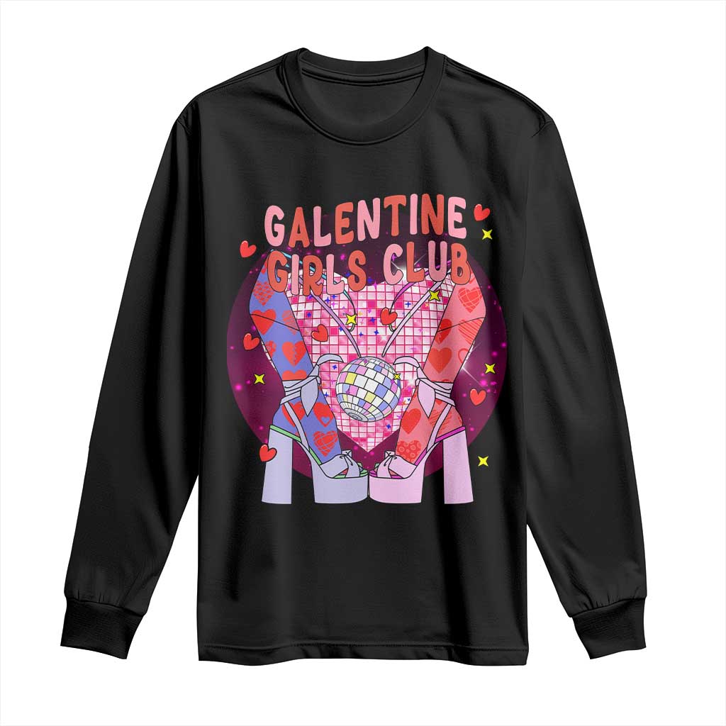 Funny Galentine Girls Club Long Sleeve Shirt Galentine's Day Chunky Heels Platform
