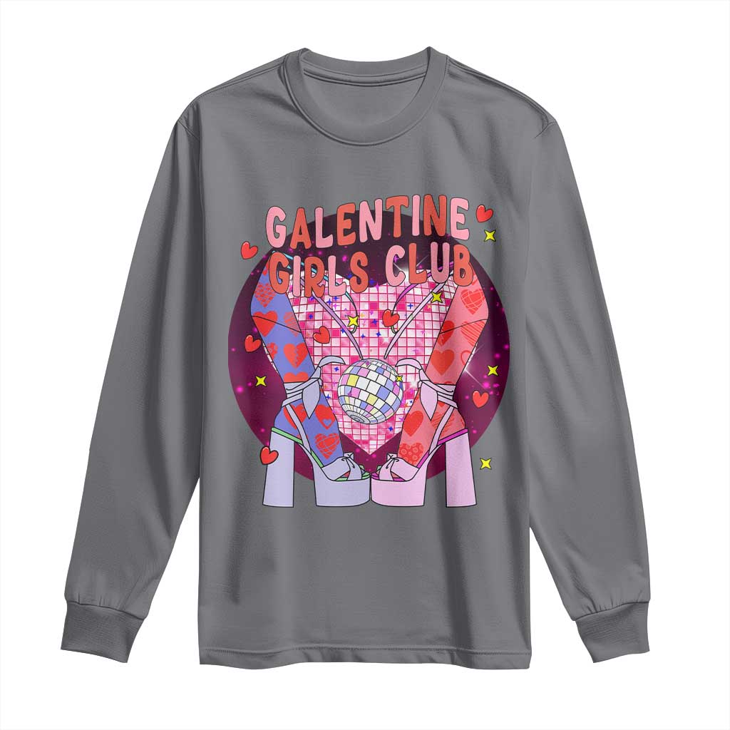 Funny Galentine Girls Club Long Sleeve Shirt Galentine's Day Chunky Heels Platform