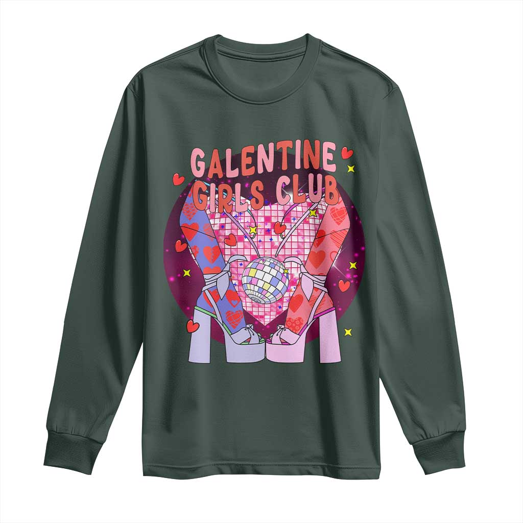 Funny Galentine Girls Club Long Sleeve Shirt Galentine's Day Chunky Heels Platform