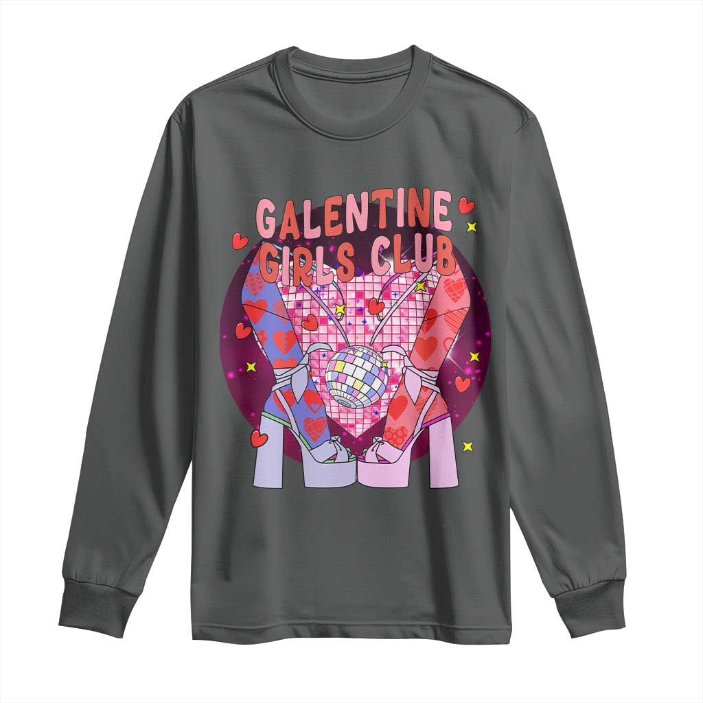 Funny Galentine Girls Club Long Sleeve Shirt Galentine's Day Chunky Heels Platform