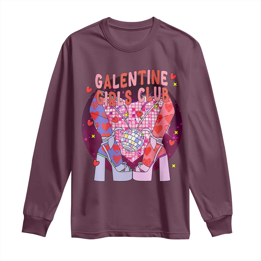 Funny Galentine Girls Club Long Sleeve Shirt Galentine's Day Chunky Heels Platform
