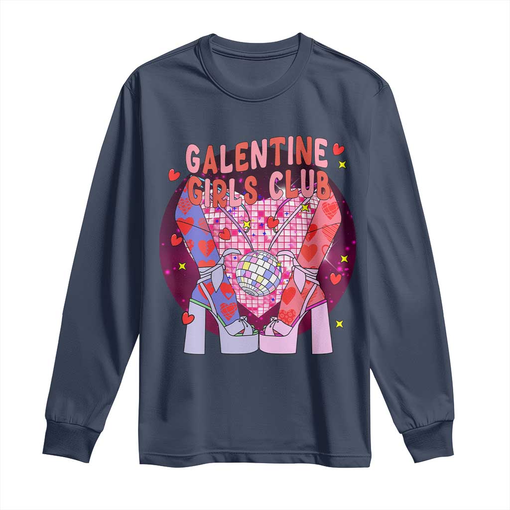 Funny Galentine Girls Club Long Sleeve Shirt Galentine's Day Chunky Heels Platform