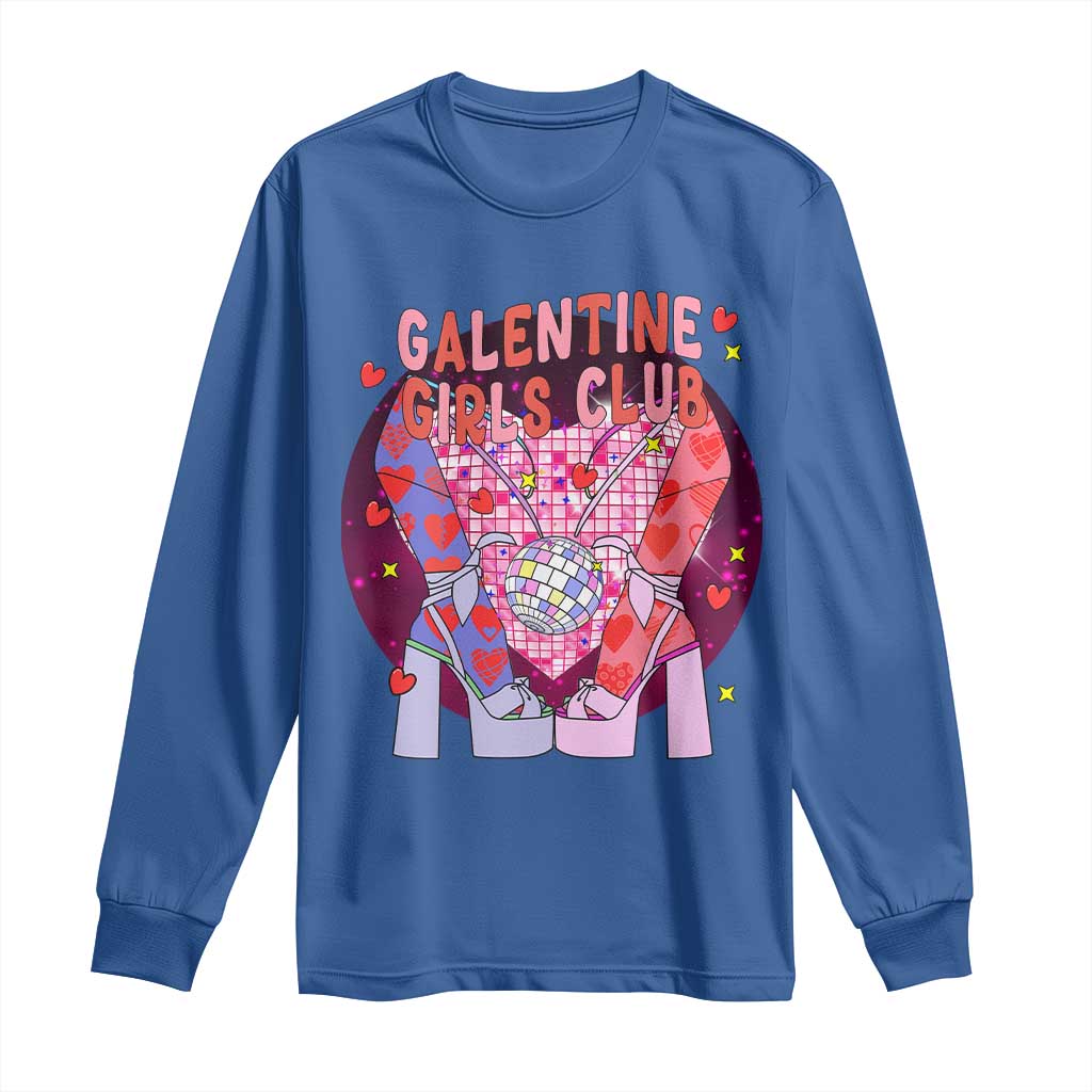Funny Galentine Girls Club Long Sleeve Shirt Galentine's Day Chunky Heels Platform