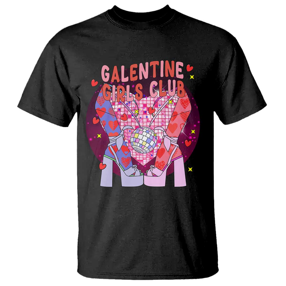 Funny Galentine Girls Club T Shirt Galentine's Day Chunky Heels Platform