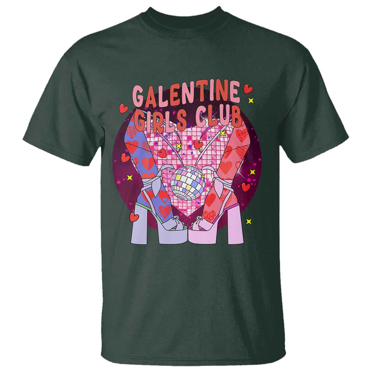 Funny Galentine Girls Club T Shirt Galentine's Day Chunky Heels Platform