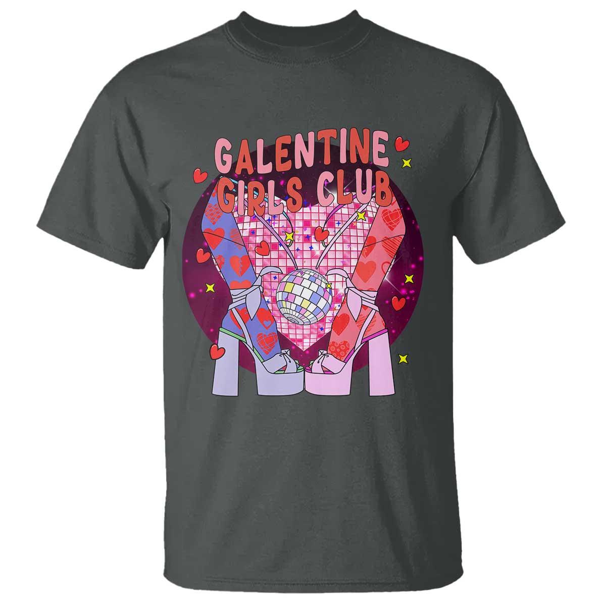 Funny Galentine Girls Club T Shirt Galentine's Day Chunky Heels Platform