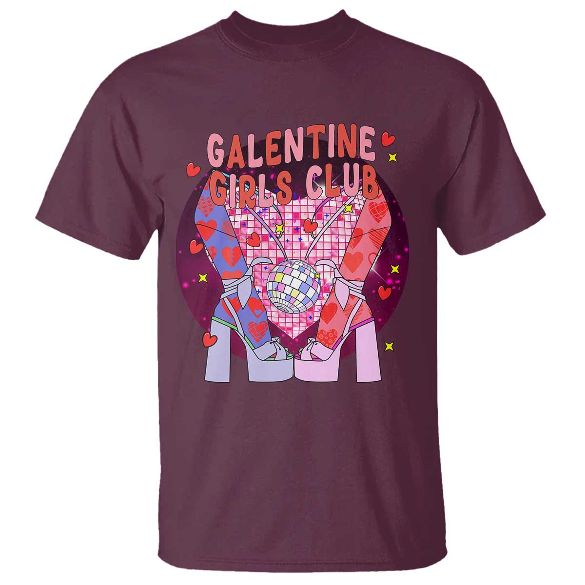 Funny Galentine Girls Club T Shirt Galentine's Day Chunky Heels Platform