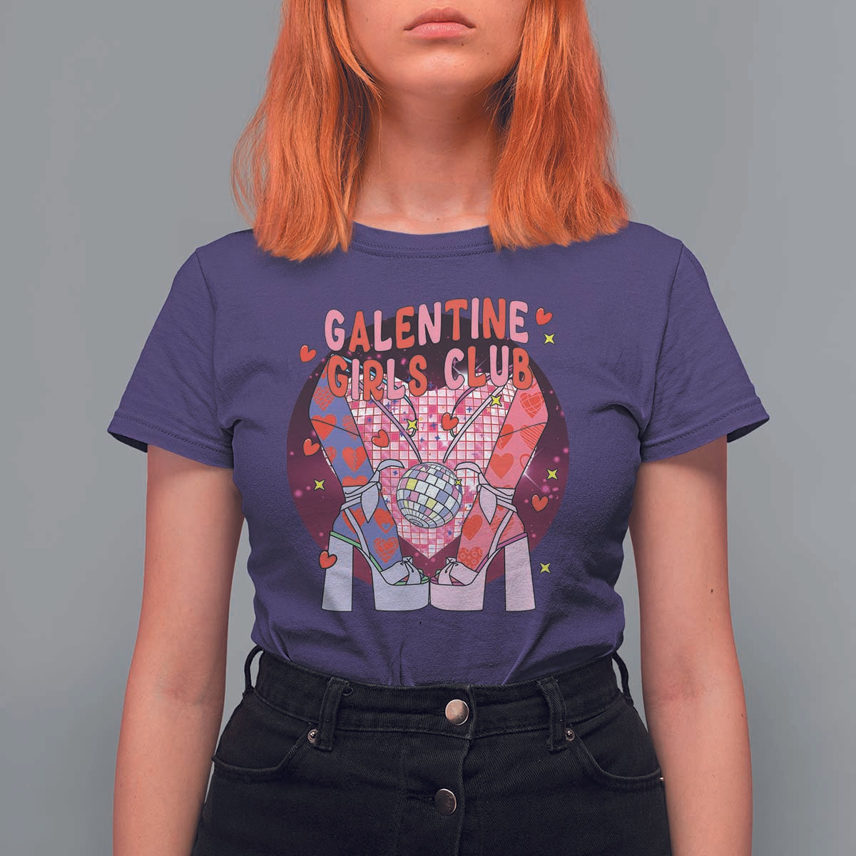 Funny Galentine Girls Club T Shirt For Women Galentine's Day Chunky Heels Platform