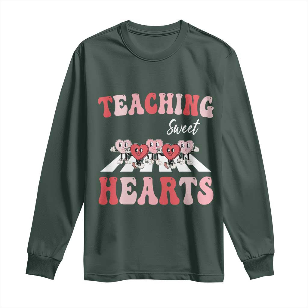 Funny Valentine's Day Teacher Long Sleeve Shirt Teaching Sweet Hearts Cute Student Hearts